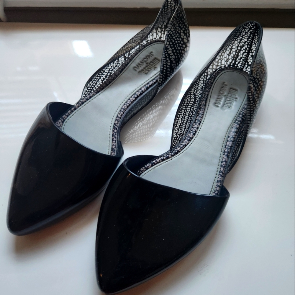 Melissa Black and Silver Flats